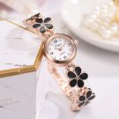 Fashion Luxury Casual Flower Strap Dress Elegance Quartz Bracelet Watch (Black)