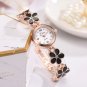Fashion Luxury Casual Flower Strap Dress Elegance Quartz Bracelet Watch (Black)