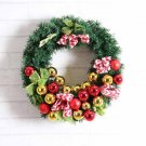 40cm Maple Leaf Pine Christmas Striped Ribbon light post Wreath Decoration Door Wall Ornament