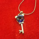 Blue Sapphire Key to my Heart Pendent