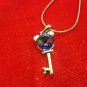Blue Sapphire Key to my Heart Pendent