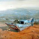 Original oil painting on canvas:old boat