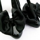 Black ShOe CLiPs For Shoes Satin Bows Pinup Retro Vintage Burlesque Unique
