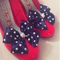 Ladies Sailor Fancy Dress Navy White Polkadot Bow Shoe Clips Pinup Rockabilly