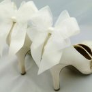Ivory Shoe Clips Satin Bow Clips 4 Shoes Burlesque Heel Bows Satin & Organza