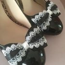 Black White Shoe Clips For Shoes Black Satin White Lace Clips 1 PaiR