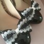 Black White Shoe Clips For Shoes Black Satin White Lace Clips 1 PaiR