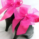 Pink Satin Shoe Clips Bow Clips 4 Shoes Burlesque Heel Bows Cerise Fuschia Party