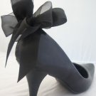 Black Shoe Clips 4 Shoes UK Handmade Satin Bows Vintage Pinup Burlesque Formal