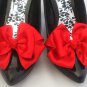 Red ShOes CLiPs 4 Shoes Satin Bows Vintage Pinup Retro Burlesque Rockabilly ooak