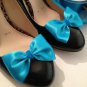Blue Shoe Clips 4 Shoes Turquoise Ribbon Bows 1950s Vintage Pinup Retro