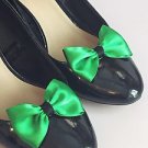 Green Shoe Clips 4 Shoes Emerald Ribbon Bows  Vintage Pinup Retro Christmas
