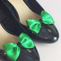 Green Shoe Clips 4 Shoes Emerald Ribbon Bows  Vintage Pinup Retro Christmas