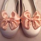 Flower Girl Shoes Clips Ivory or Peach Satin Bow Clips Bridesmaid Wedding
