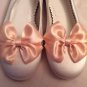 Flower Girl Shoes Clips Ivory or Peach Satin Bow Clips Bridesmaid Wedding