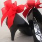 Red Shoe Clips Bows For Shoes Burlesque Vintage Retro Goth Unusual Party Shoes