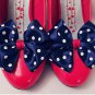 Nautical Fancy Dress Shoe Clips Navy White Polkadot Red Bows Burlesque Vintage