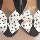 Polkadot Shoe Bows White Black Spots Spotty Burlesque Pinup Retro Vintage Tuxedo