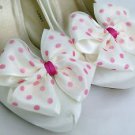 Ivory Shoe Clips 4 Shoes Ivory Pink Polkadot Dorothy Bows 4 Bridal Shoes Wedding