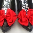 Red ShOe CLiPs For Shoes Satin Bows Pinup Retro Vintage Burlesque Unique Formal