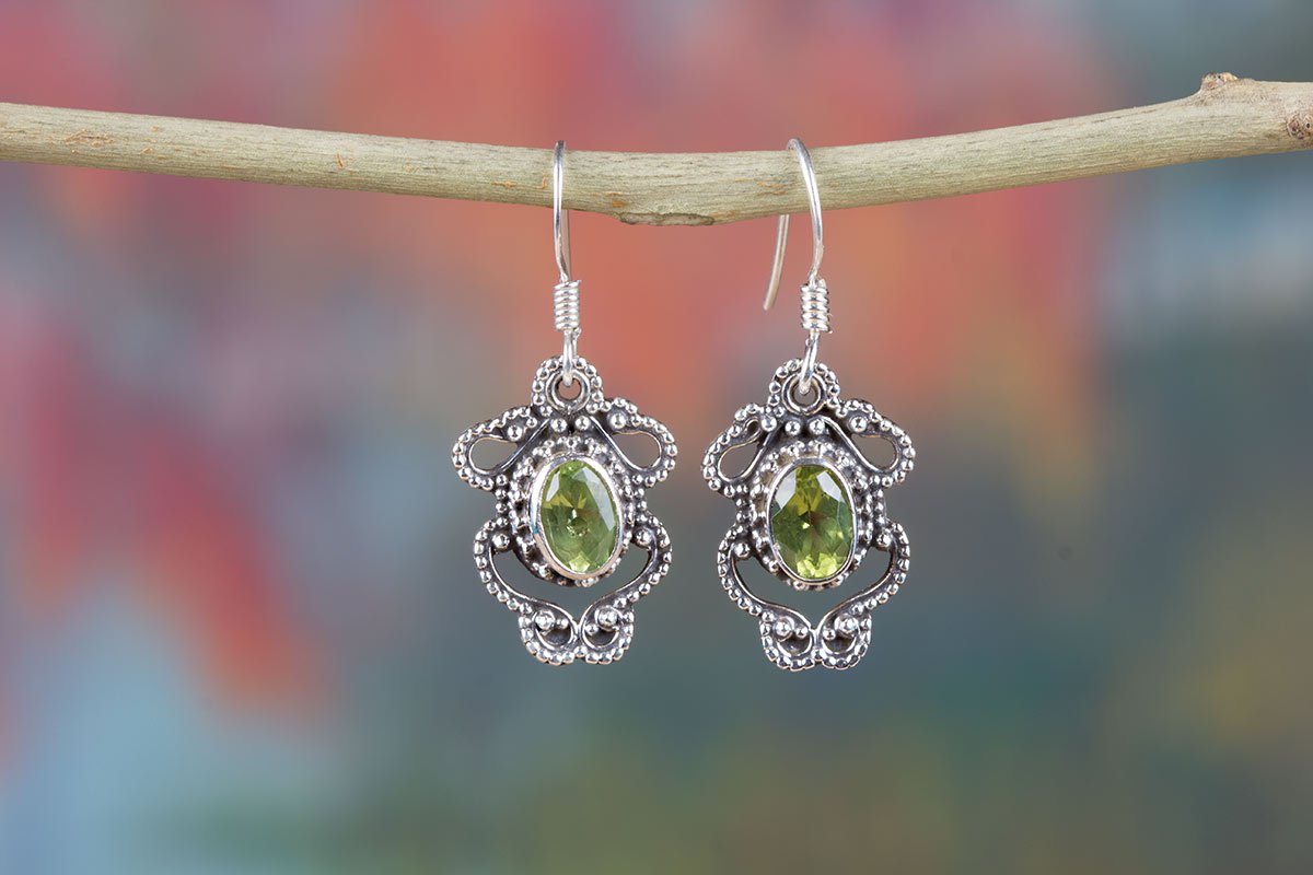 Natural Handmade Faceted Peridot Earring BJE-101-PRC-A