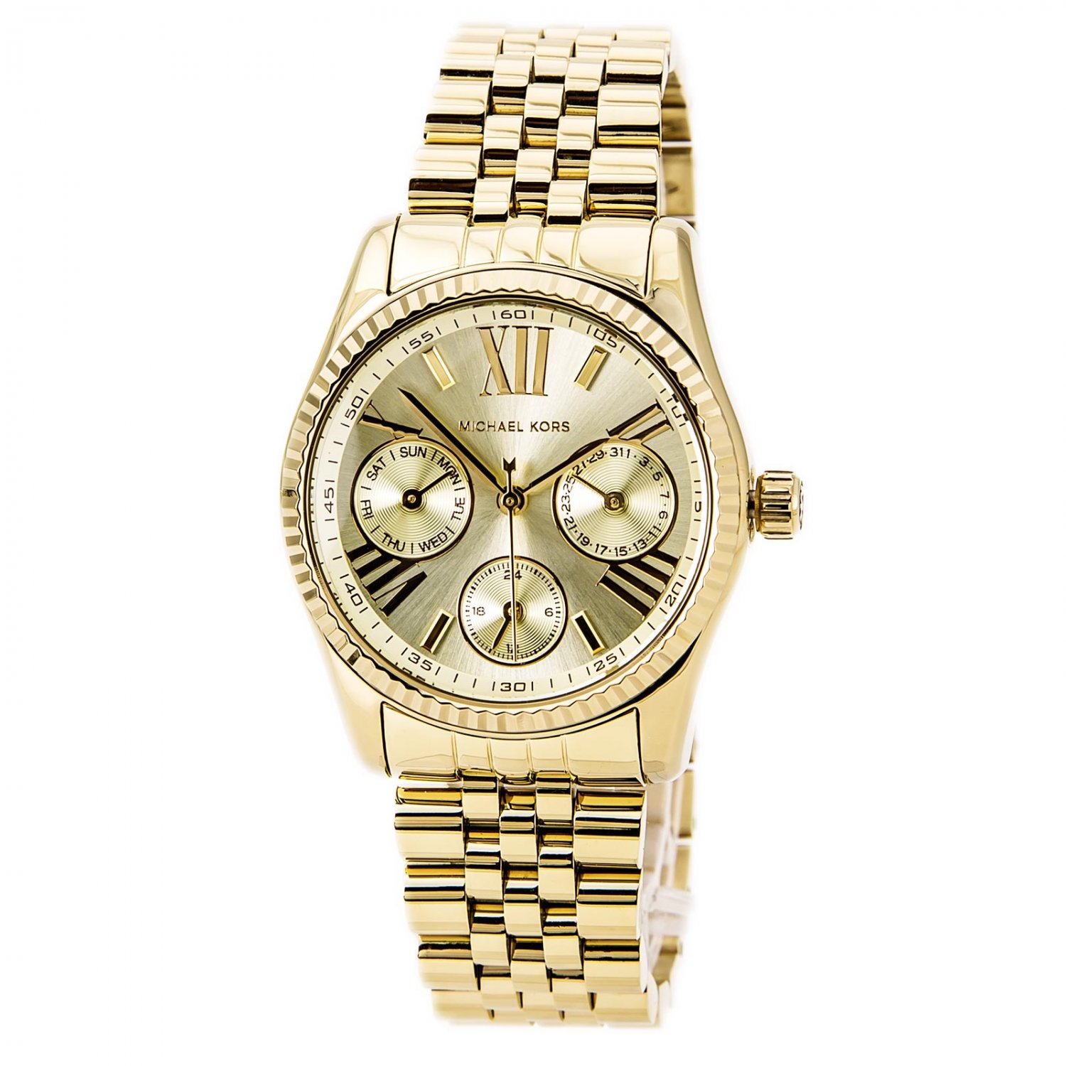 BRAND NEW MICHAEL KORS MK5808 MINI LEXINGTON GOLD TONE CHRONOGRAPH ...