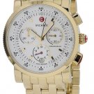 BRAND NEW MICHELE MWW01C000106 SPORT SAIL WHITE DIAL GOLD TONE CHRONOGRAPH WATCH