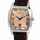 NEW EMPORIO ARMANI AR0934 AMBER TEXTURED DIAL BROWN CROCO LEATHER WATCH