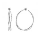 MICHAEL KORS MKJ4407040 SILVER TONE & PAVE CRYSTAL DUAL HOOP WOMEN'S EARRINGS