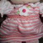 Prestige Baby Pink White Flower Stripes Doll with Hat Plush Soft Toy 13"