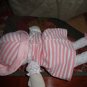Prestige Baby Pink White Flower Stripes Doll with Hat Plush Soft Toy 13"
