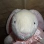 Puff Balls Rattle 13" Bunny in Pink Outfit And Bow Made by North American Bear 2001