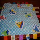 Taggies Security Blanket Blue Car Plane Boat Train Bike Truck