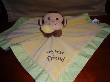 Garanimals Yellow Green My Best Friend Brown Monkey Security Blanket Lovey Baby