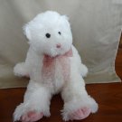 TY 2004 Beanie Buddies Fluffy White Pink Teddy Bear with Bow