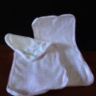 Amy Coe 2 Burp Cloths Pink and White Pattern 100% Cotton 8" x 14"