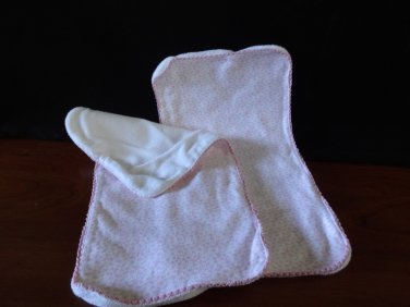 Amy Coe 2 Burp Cloths Pink and White Pattern 100% Cotton 8" x 14"