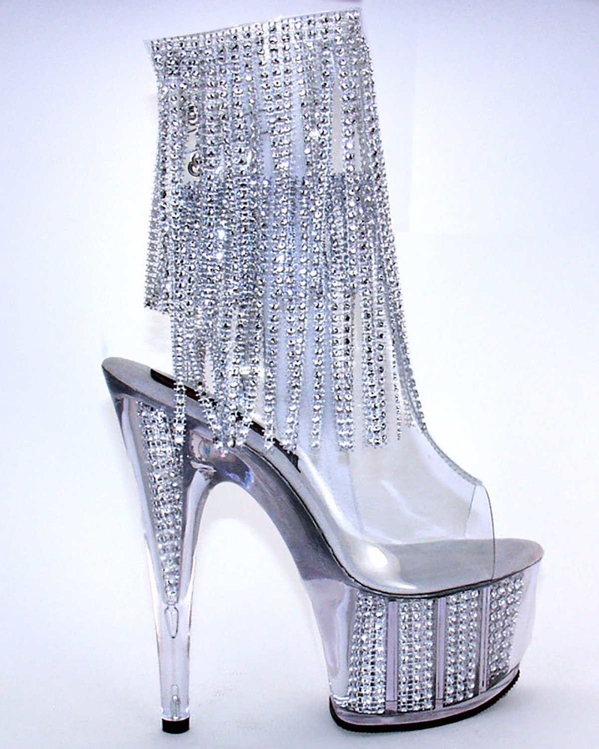 Ankle Boots Rhinestone Platform-Fringe Stripper Boots