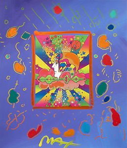 Cosmic Profile, Original Mixed Media Painting, Peter Max