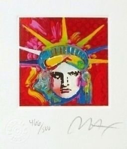 Liberty Head IV, Ltd Ed Lithograph (Mini 3.5" x 3"), Peter Max - SIGNED w/COA