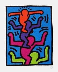 Stacked Figures, Offset Lithograph, Keith Haring
