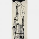 Gerti Schiele in Plaid Garment, Offset Lithograph, Egon Schiele
