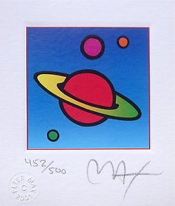 Cosmic Saturn, Ltd Ed Litho (Mini 3.5" x 3"), Peter Max - SIGNED with COA