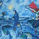 Lovers Over Paris, Ltd Ed Offset Lithograph, Marc Chagall
