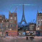 Tour Eiffel le Soir, Ltd Ed Lithograph, Michel Delacroix