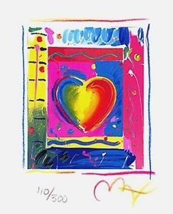 Heart Series III, Ltd Ed Lithograph (Mini 5" x 4"), Peter Max - SIGNED with COA