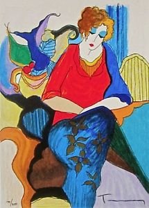 Waiting, Ltd Ed Silk-screen, Itzhak Tarkay