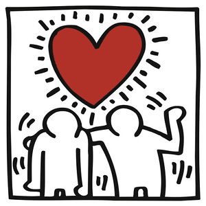 Untitled (Two Figures w/Heart), Gicl&Atilde;&copy;e Print, Keith Haring