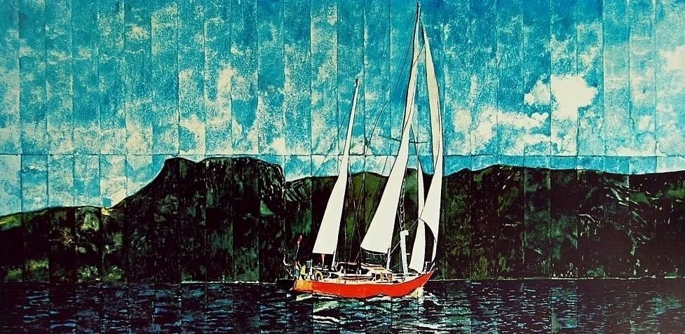 Sky Day Sailboat, Ltd Ed Silk-screen, Fran Bull