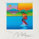 Sailboat w/ Sun & Moon, Ltd Ed Litho (Mini 3.5" x 3"), Peter Max - SIGNED w/ COA